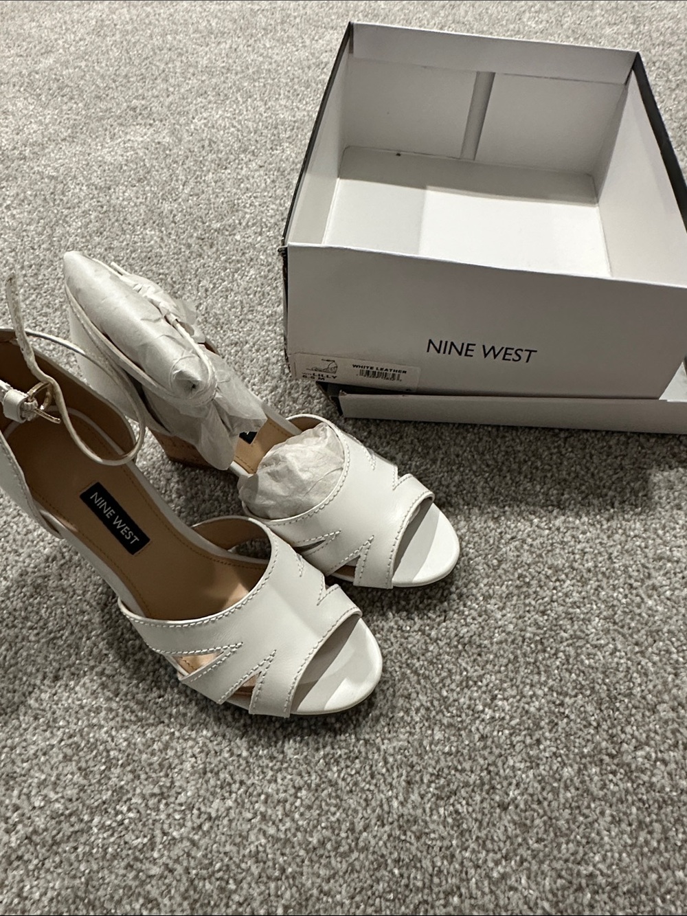 Nine West White Open-Toe Ankle-Strap Platform Heels